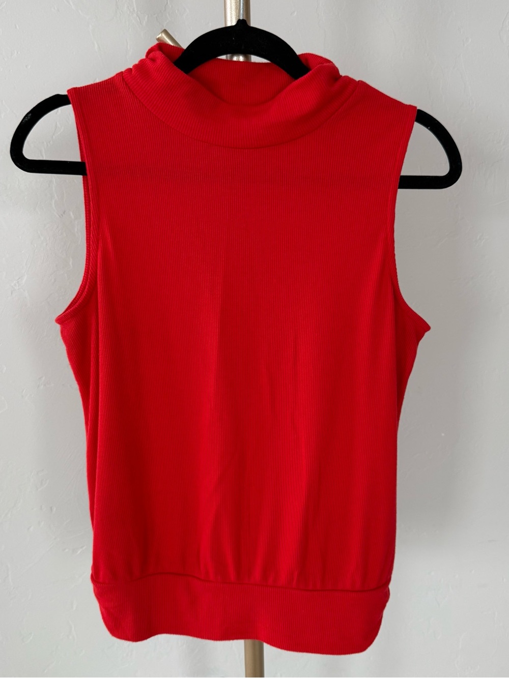 EVEREVE Sleeveless Ribbed Mock Neck Knit Top - Red